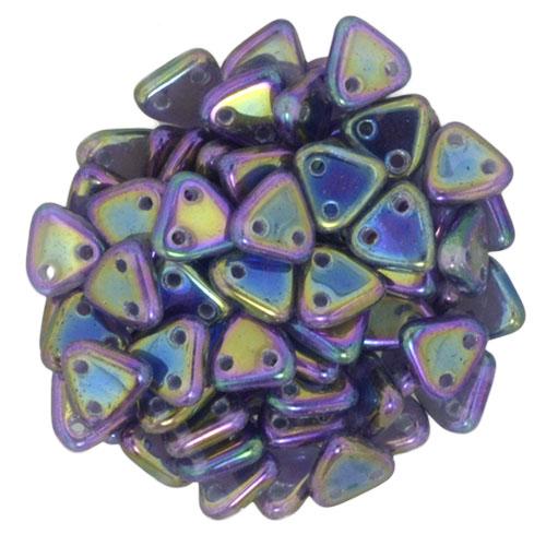 Triangle 2-Hole Iris Purple Beads