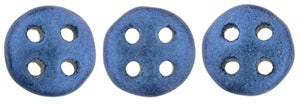 Metallic Suede Blue CzechMates QuadraLentil Beads - 6mm