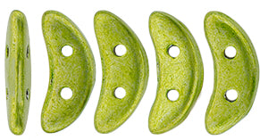 Saturated Metallic Lime Punch CzechMates Crescent Beads - 10 x 3mm