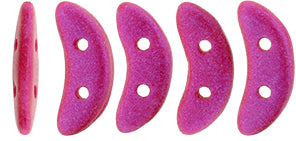 Opalescent Neon Pink CzechMates Crescent Beads - 10 x 3mm