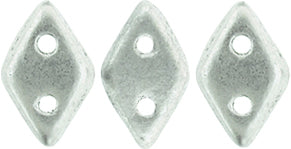 Matte Metallic Silver CzechMates Diamond Beads - 6.5 x 4mm