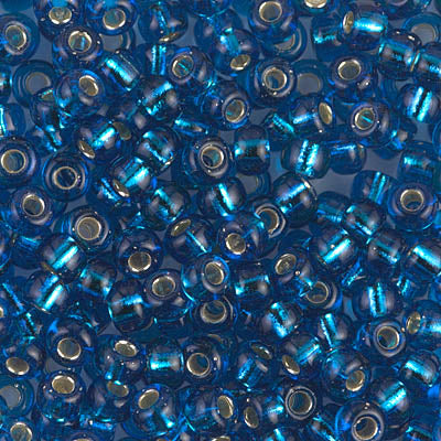 Silver-Lined Capri Blue Miyuki Seed Beads 6/0