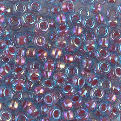Hot Pink Lined Aqua AB Miyuki Seed Beads 6/0