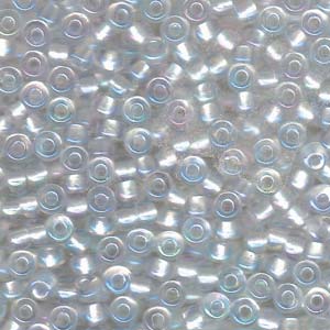 Pearlized Crystal AB/White Miyuki Seed Beads 6/0