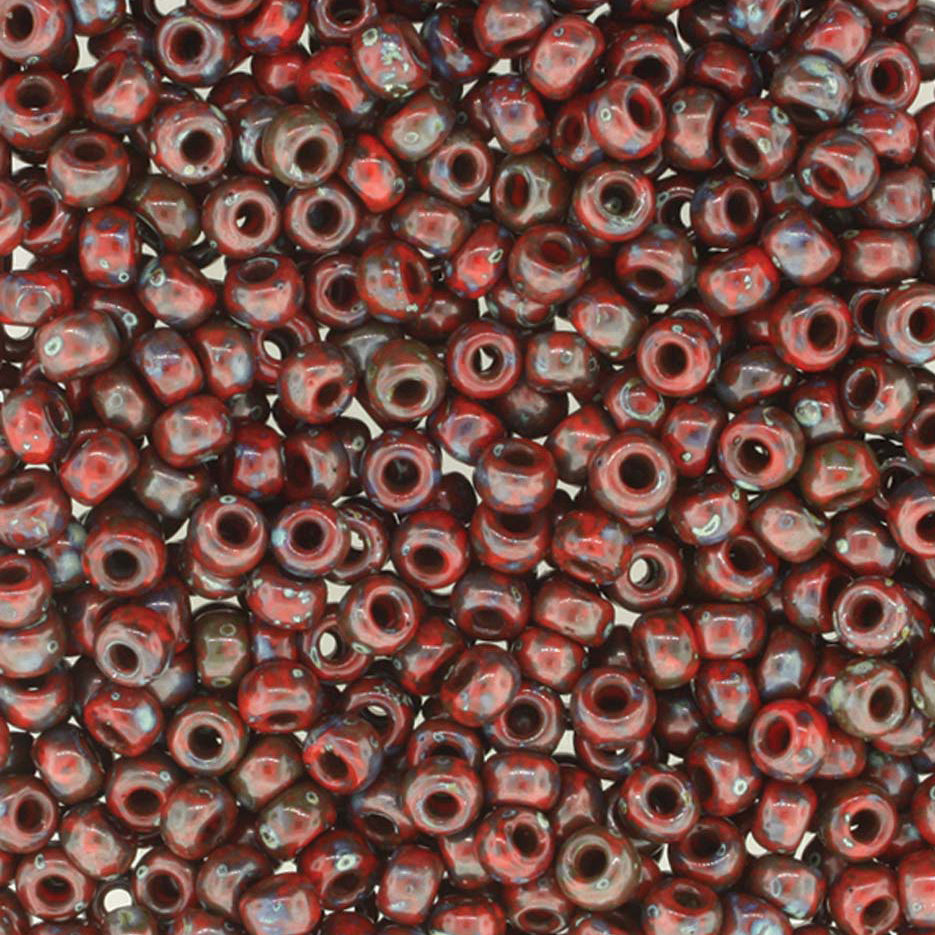 Picasso Red Garnet Matte Miyuki Seed Beads 6/0