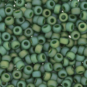 Frosted Opaque Glaze Rainbow Green Miyuki Seed Beads 6/0