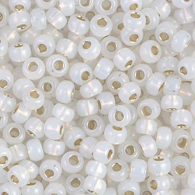 Gilt Lined White Opal Miyuki Seed Beads 6/0