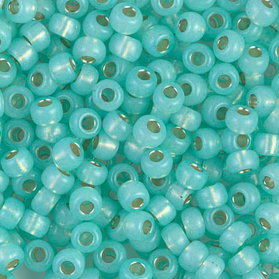 Dyed Mint Green Silver-Lined Alabaster Miyuki Seed Beads 6/0