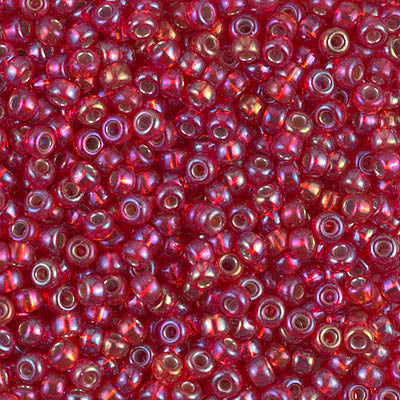 Silver-Lined Flame Red AB Miyuki Seed Beads 8/0