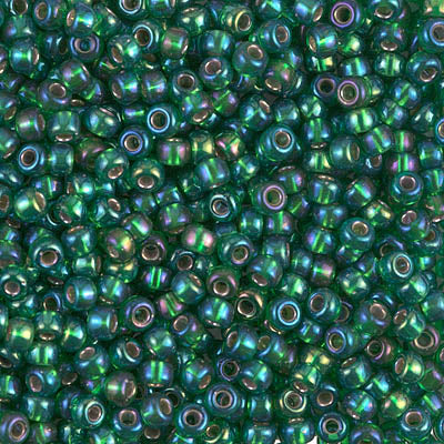 Silver-Lined Green AB Miyuki Seed Beads 8/0