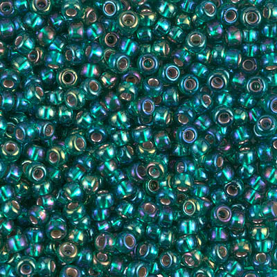 Silver-Lined Emerald AB Miyuki Seed Beads 8/0