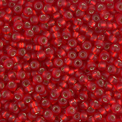 Matte Silver-Lined Flame Red Miyuki Seed Beads 8/0