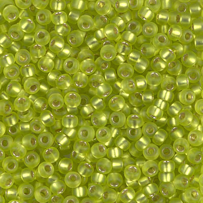 Matte Silver-Lined Chartreuse Miyuki Seed Beads 8/0