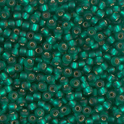 Matte Silver-Lined Emerald Miyuki Seed Beads 8/0