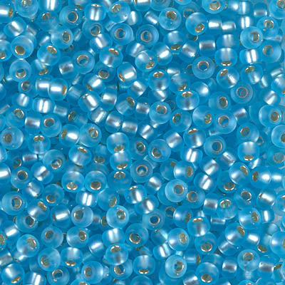 Matte Silver-Lined Aqua Miyuki Seed Beads 8/0