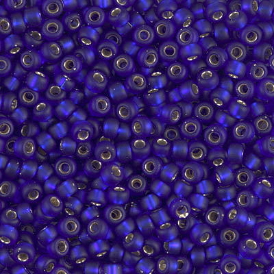 Matte Silver-Lined Cobalt Miyuki Seed Beads 8/0