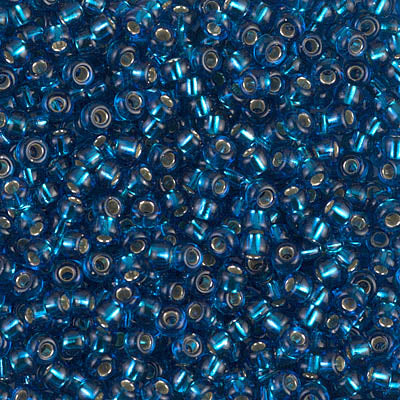 Silver-Lined Capri Blue Miyuki Seed Beads 8/0