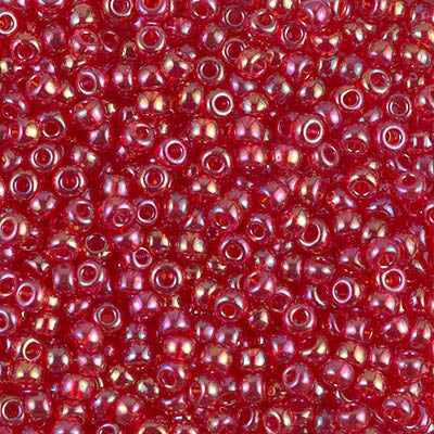 Transparent Dark Red AB Miyuki Seed Beads 8/0