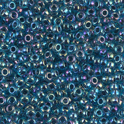 Blue Lined Aqua AB Miyuki Seed Beads 8/0
