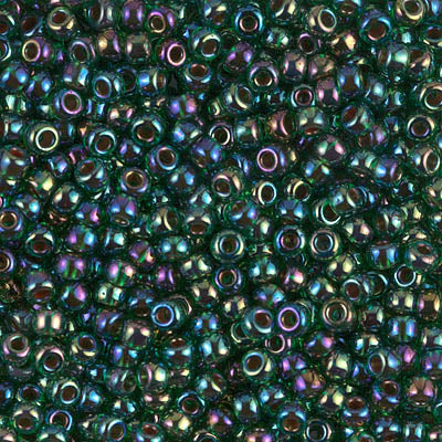 Lined Green AB Miyuki Seed Beads 8/0