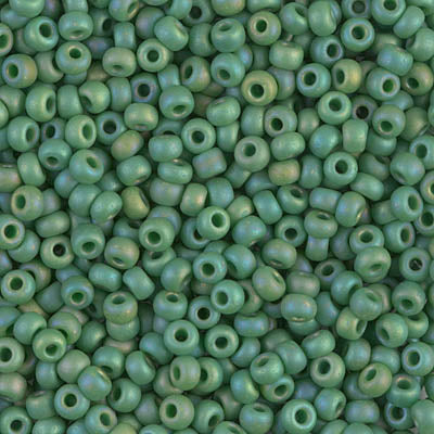 Matte Opaque Green AB Miyuki Seed Beads 8/0