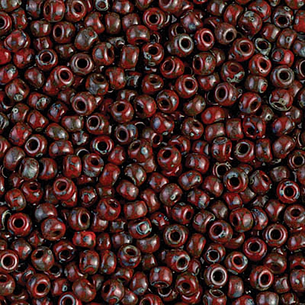 Picasso Red Garnet Matte Miyuki Seed Beads 8/0