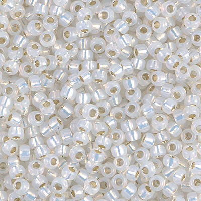Gilt-Lined White Opal Miyuki Seed Beads 8/0
