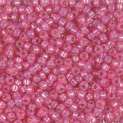 Dyed Dark Pink Silver-Lined Alabaster Miyuki Seed Beads 8/0