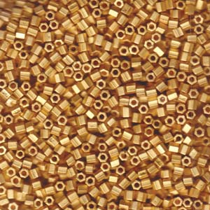 Matte 24Kt Gold Plated Miyuki Hex Cut Seed Beads 8/0