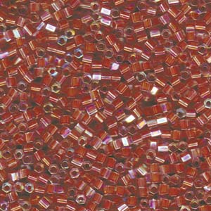 Dark Peach Lined Crystal Hex Cut Seed Beads 8/0