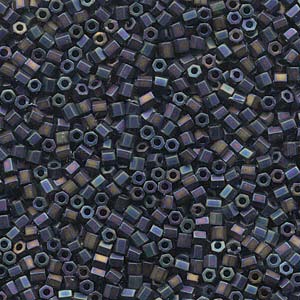 Miyuki Matte Black AB Hex Cut Seed Beads 8/0