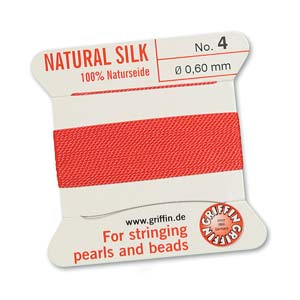 Griffin Natural Silk Bead Cord - Coral