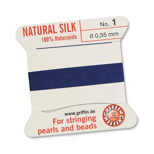 Griffin Natural Silk Bead Cord - Dark Blue