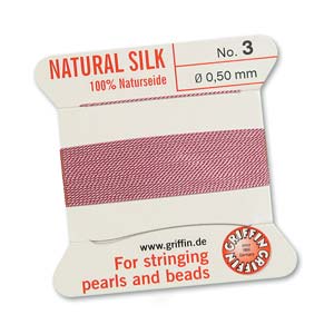 Griffin Natural Silk Bead Cord - Dark Pink