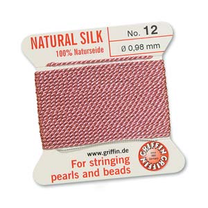 Griffin Natural Silk Bead Cord - Dark Pink