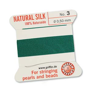 Griffin Natural Silk Bead Cord - Green