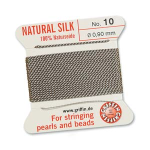 Griffin Natural Silk Bead Cord - Grey