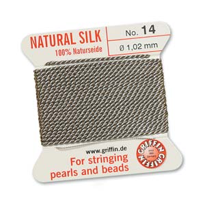 Griffin Natural Silk Bead Cord - Grey