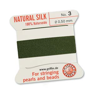 Griffin Natural Silk Bead Cord - Olive