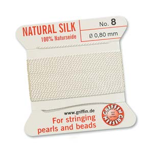 Griffin Natural Silk Bead Cord - White