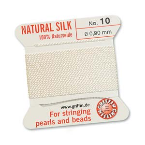 Griffin Natural Silk Bead Cord - White