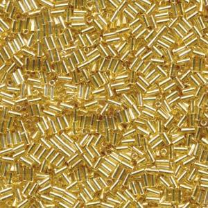 Silver-Lined Gold Miyuki Bugle Beads 3mm (#1)