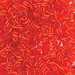 Silver-Lined Transparent Flame Red Miyuki Bugle Beads 3mm (#1)