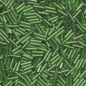 Silver-Lined Green Miyuki Bugle Beads 6mm (#2)