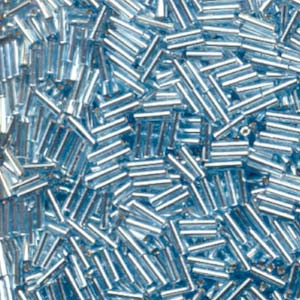 Silver-Lined Light Blue Miyuki Bugle Beads 6mm (#2)