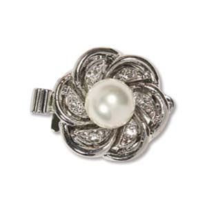 Elegant Elements 1 Strand Clasp - Flower with Pearl & Crystals