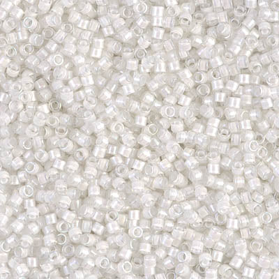 Lined White AB Miyuki Delica Beads 11/0