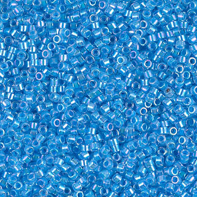 Lined Light Blue AB Miyuki Delica Beads 11/0