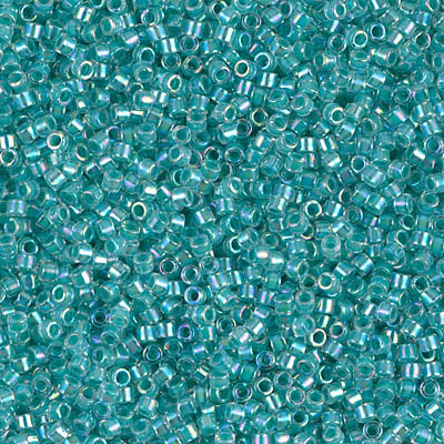 Lined Aqua Blue AB Miyuki Delica Beads 11/0