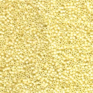 Matte Opaque Pale Yellow AB Miyuki Delica Beads 11/0